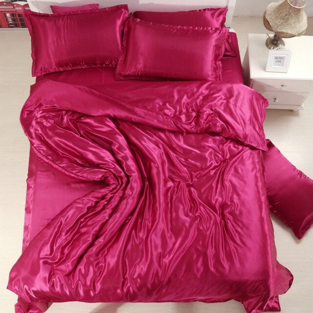 Silk Bed Set Sheets Pillow Covers and and Duvet Covers Etsy