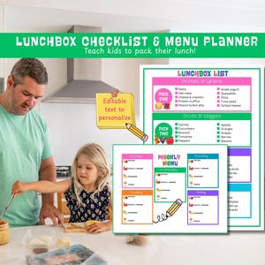 Planner per il pranzo dei bambini stampabile: elenco personalizzabile dei gruppi alimentari (download digitale)
