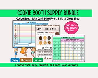Paquete de suministros para el puesto de galletas de las Girl Scouts, Temporada de galletas de las Girl Scouts, Folleto de precios de galletas, Matemáticas de galletas, Decoración del puesto de galletas, ABC, Panaderos LBB