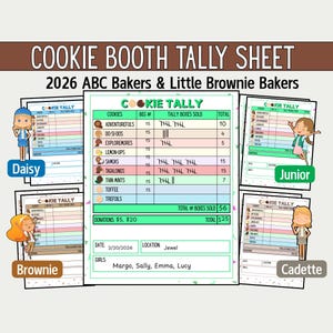 Girl Scout Cookie Booth Supplies, Easy Cookie Inventory Tracker, ABC Bakers & Little Brownie, Printable GS Cookie Tally Sheet