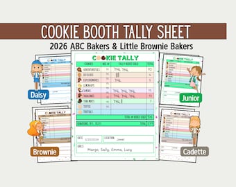 Materiais para a Barraca de Biscoitos das Girl Scouts, Planilha Fácil de Controle de Estoque de Biscoitos, ABC Bakers & Little Brownie, Folha de Contagem de Biscoitos GS para Imprimir