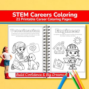 Dibujos para colorear sobre carreras STEM para niñas, actividad educativa para niños (descarga en PDF)