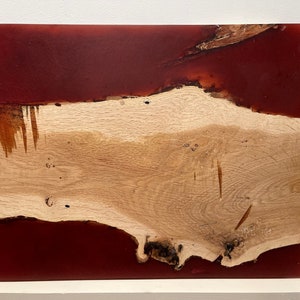 Medium Oak and Red Epoxy Charcuterie Board