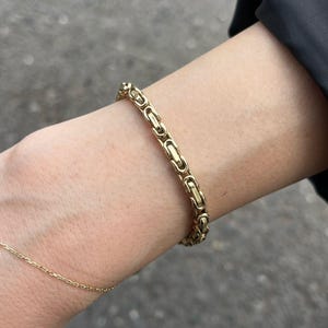 14K Gold Byzantine Chain Bracelet: King&#39;s Link, Adjustable
