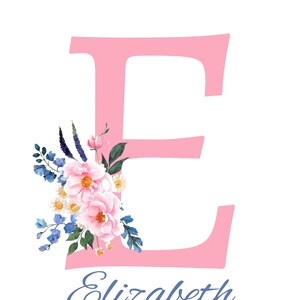 Initial Floral Art Print Digital Download  - Customisable