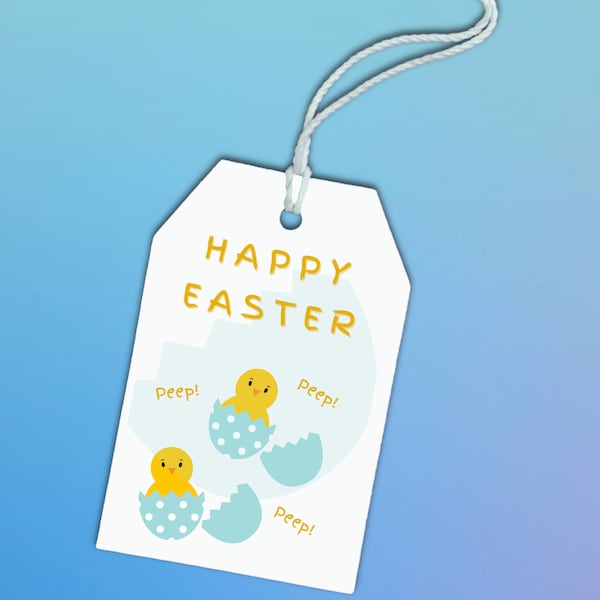 Easter printable gift tag Baby chick tag Happy Easter