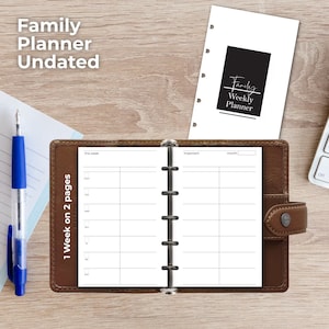 Filofax Mini Printable Undated Family Planner | Week on two pages 2 Minimal | Moterm Ring Planner NEW DESIGN