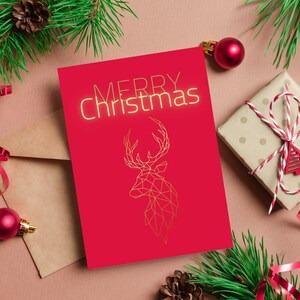 Printable Christmas Cards Set of 4 Prints, Modern Christmas Card ...