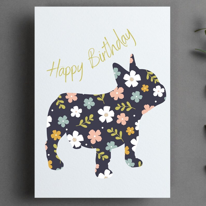 Printable Floral Pattern Dog Birthday Card Happy Birthday - Etsy