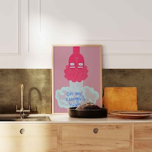 On My Runner&#39;s High Print, Running Wall Art,Runner Print, Pink Wall Art, Runner Gift,Minimalist Sports Illustration Print,Personalized Gifts