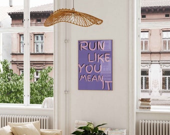 Lámina abstracta de arte sobre correr, decoración motivacional para gimnasio (descarga digital)