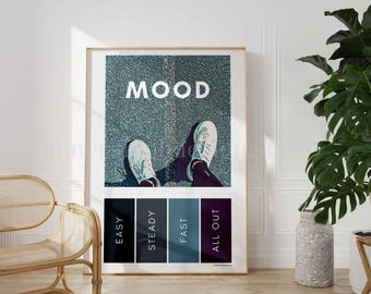 Estado de ánimo - Impresión de running, arte para amantes del deporte, póster deportivo minimalista, póster de running, regalo para amantes del running, regalo artístico para corredores, impresión abstracta.