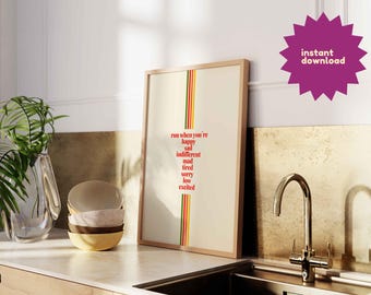 Póster de pista "Corre cuando quieras", dibujo retro, impresión motivacional, decoración de gimnasio, arte de correr de los 90, abstracto, minimalista, impresión deportiva, tamaño paquete