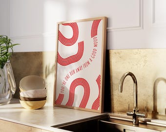 Póster de One Run Away Track, dibujo animado retro, decoración de gimnasio, póster de maratón, arte de carrera de los 90, abstracto, minimalista, impresión deportiva, impresión de carrera