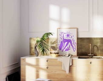 Lámina de yoga con la postura del triángulo: decoración bohemia para el hogar (descarga digital)