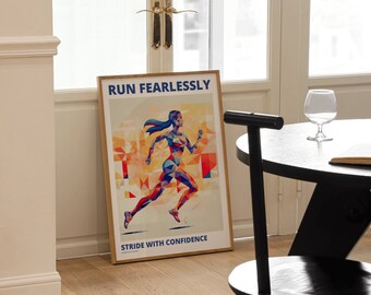 Running Girl Print – Motivational Fitness Art, Home Gym Decor (Digital Download)