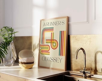 Lámina "Odisea del Corredor Retro" – Arte Motivacional para Gimnasio en Casa (Descarga Digital)
