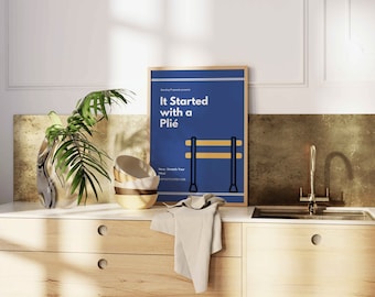 Póster vintage "Todo empezó con un plié" – Arte de danza y pilates (Descarga digital)