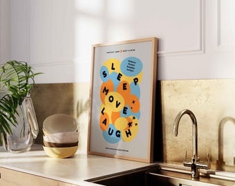 Reglas sencillas: lámina motivacional, decoración para gimnasio, arte mural imprimible, formas abstractas, arte colorido, lámina para una mente sana, descarga digital