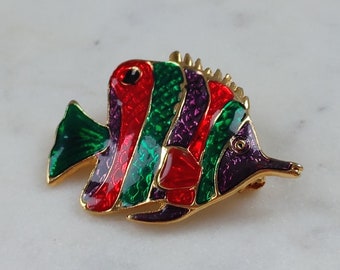 Vintage Giovanni Brooch Colorful Enamel Fish Brooch Circa 1980's