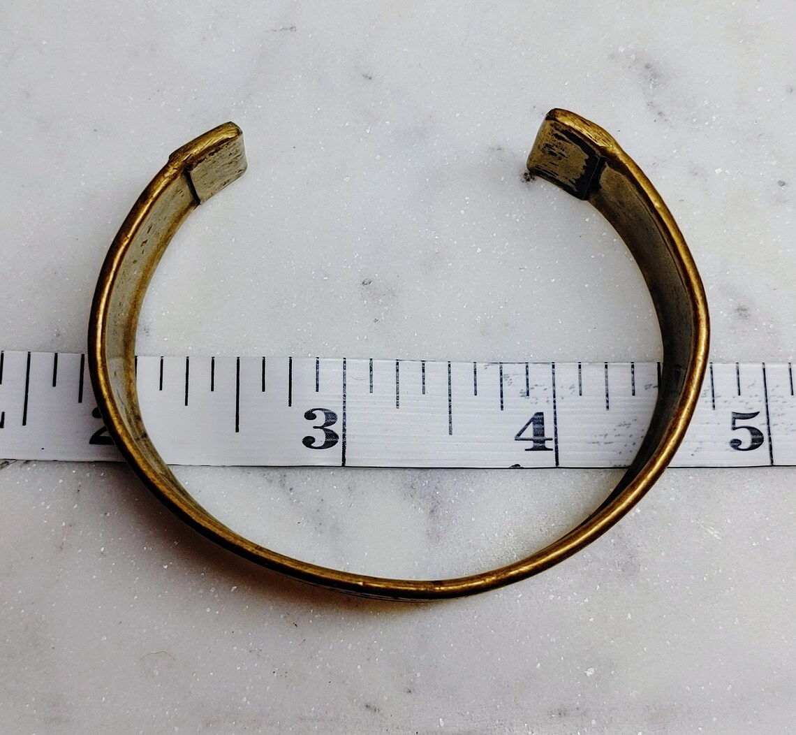 Vintage 1970’s Inlay Modernist Brass Cuff main image 1