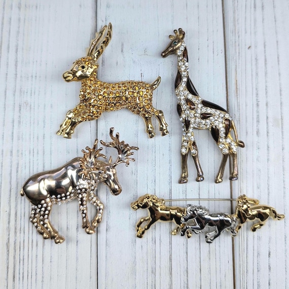 Vintage Mid-Century Animal Brooches, Estate Statement Brooches