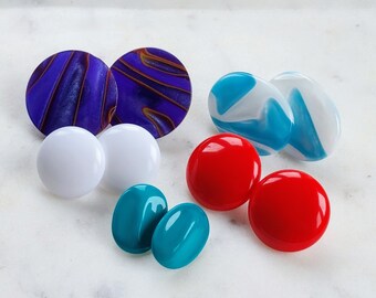 Lot of 5 Vintage 1980's Earrings, Colorful Retro Plastic Resin Earrings for Every Day or for an 80's Party