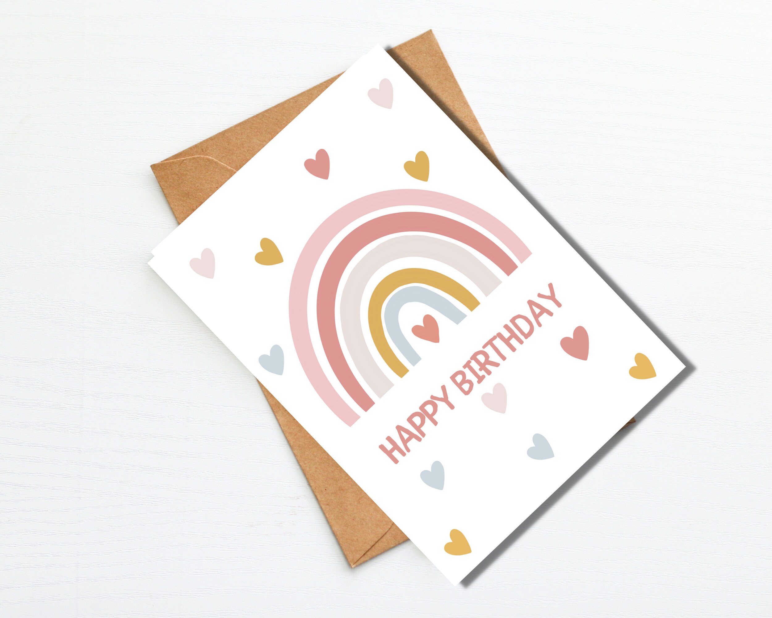 Happy Birthday Card Digital Card Printable Card Rainbow Etsy