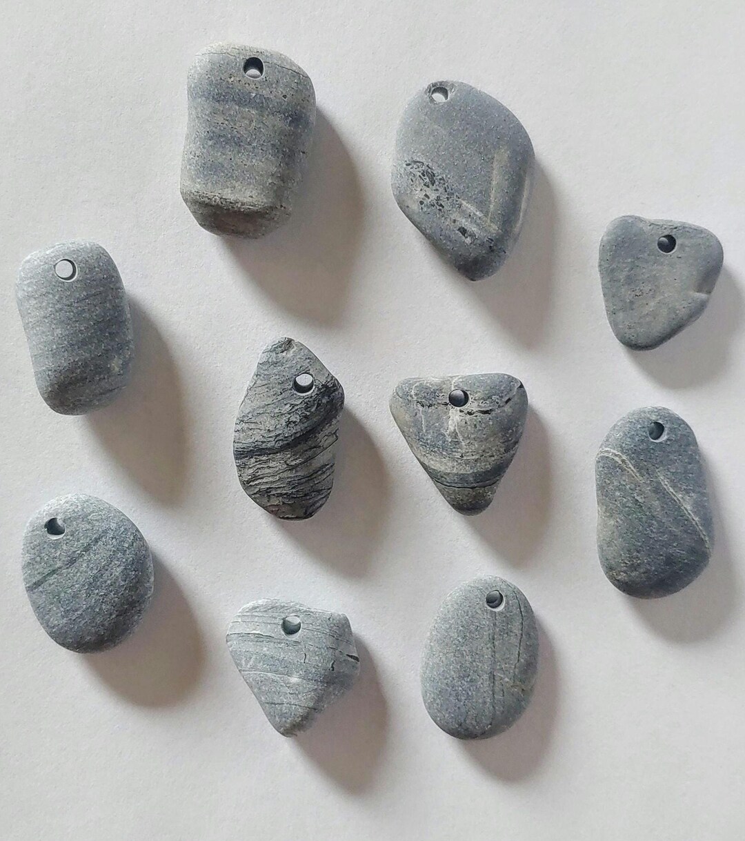 Hand Top Drilled Rocks. Stone Bead Set. Raw Rock Pendants. Unique ...