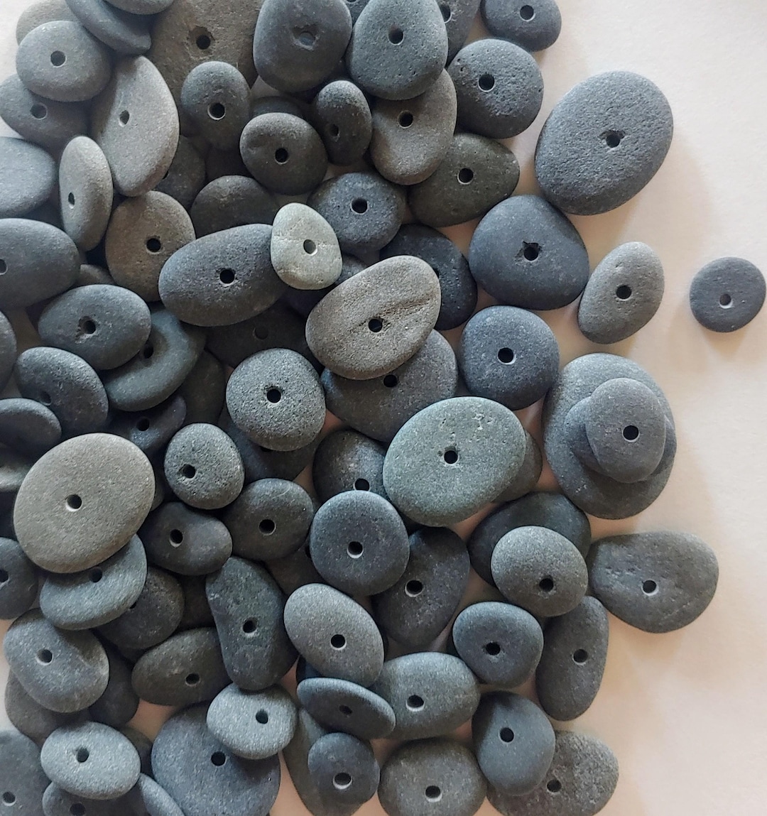 Hand Center Drilled Small Beach Stone Beads, Natural Rock Spacer Beads ...