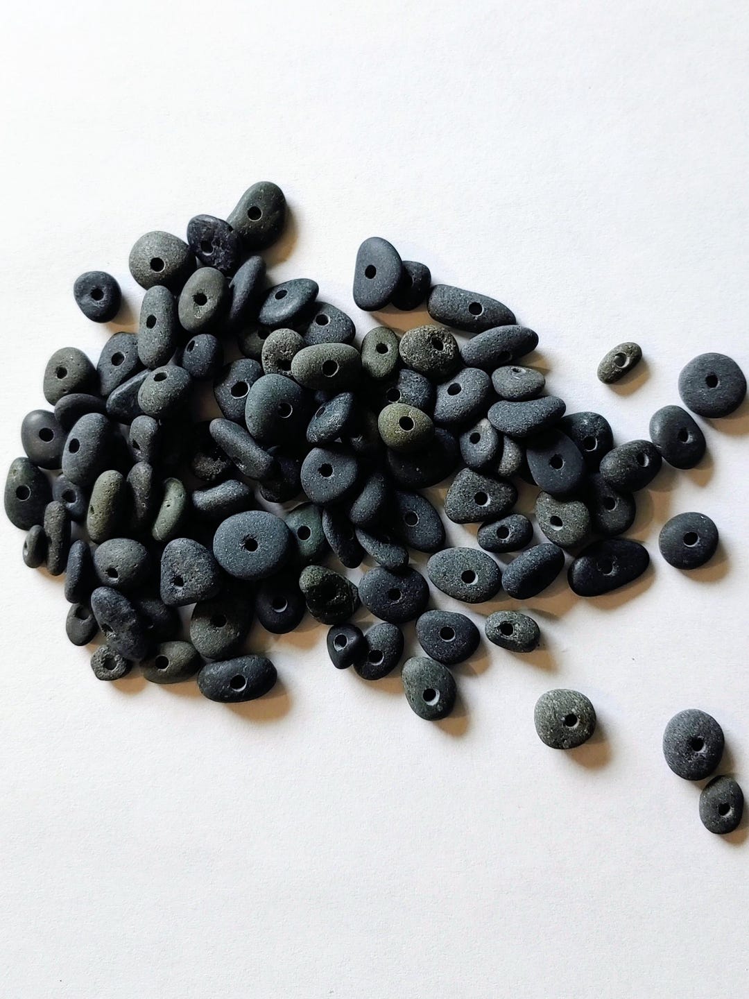 Bulk Set 100 Small Hand Center Drilled Rocks, Rock Beads, Natural Rock ...