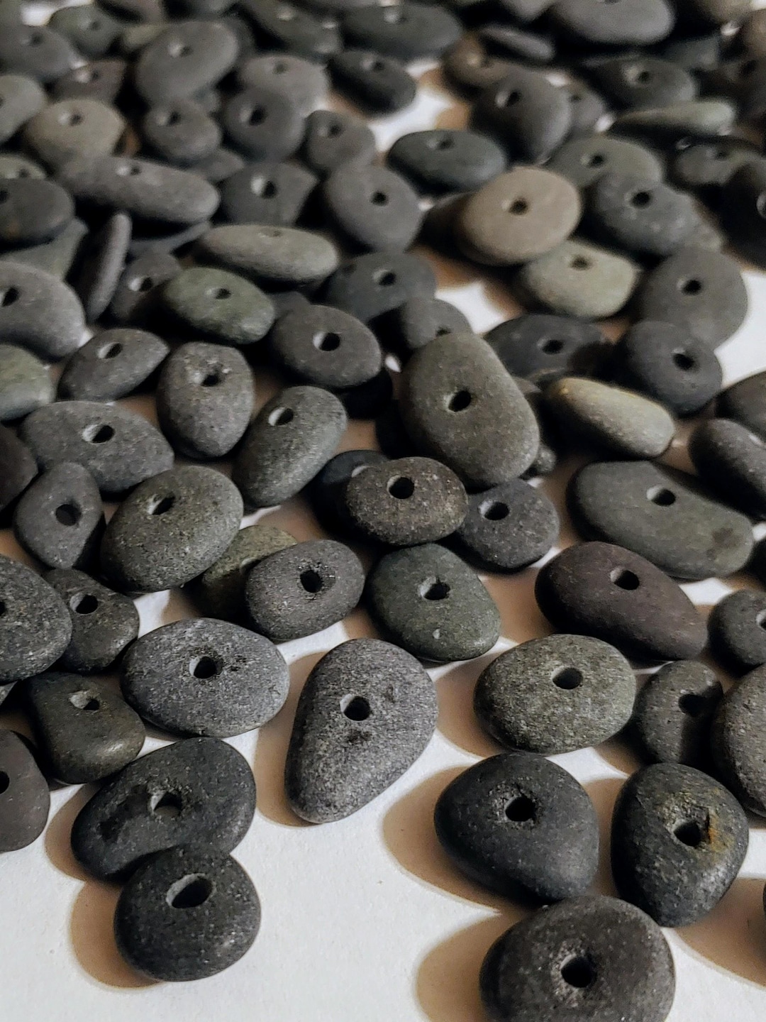 Bulk Set 40 Small Hand Center Drilled Rocks, Rock Beads, Natural Rock ...