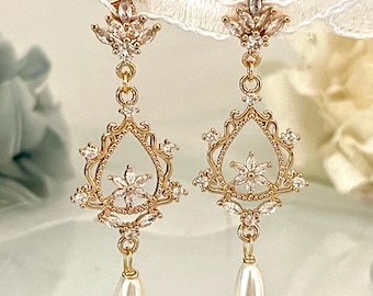 Art Deco Bridal Earrings, Wedding Jewelry, Art Nouveau Earrings, Chandelier for bride, Beautiful and Romantic Christmas Gift for Her, Boho