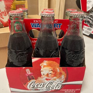 Set of 6 Coke Coca Cola Holiday Greetings bottles