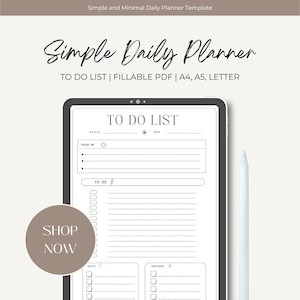 Minimal To Do List Printable, Daily Task Tracker, Productivity Template, A4 A5 Letter Half Sizes, Fillable & Printable PDF, Digital Download