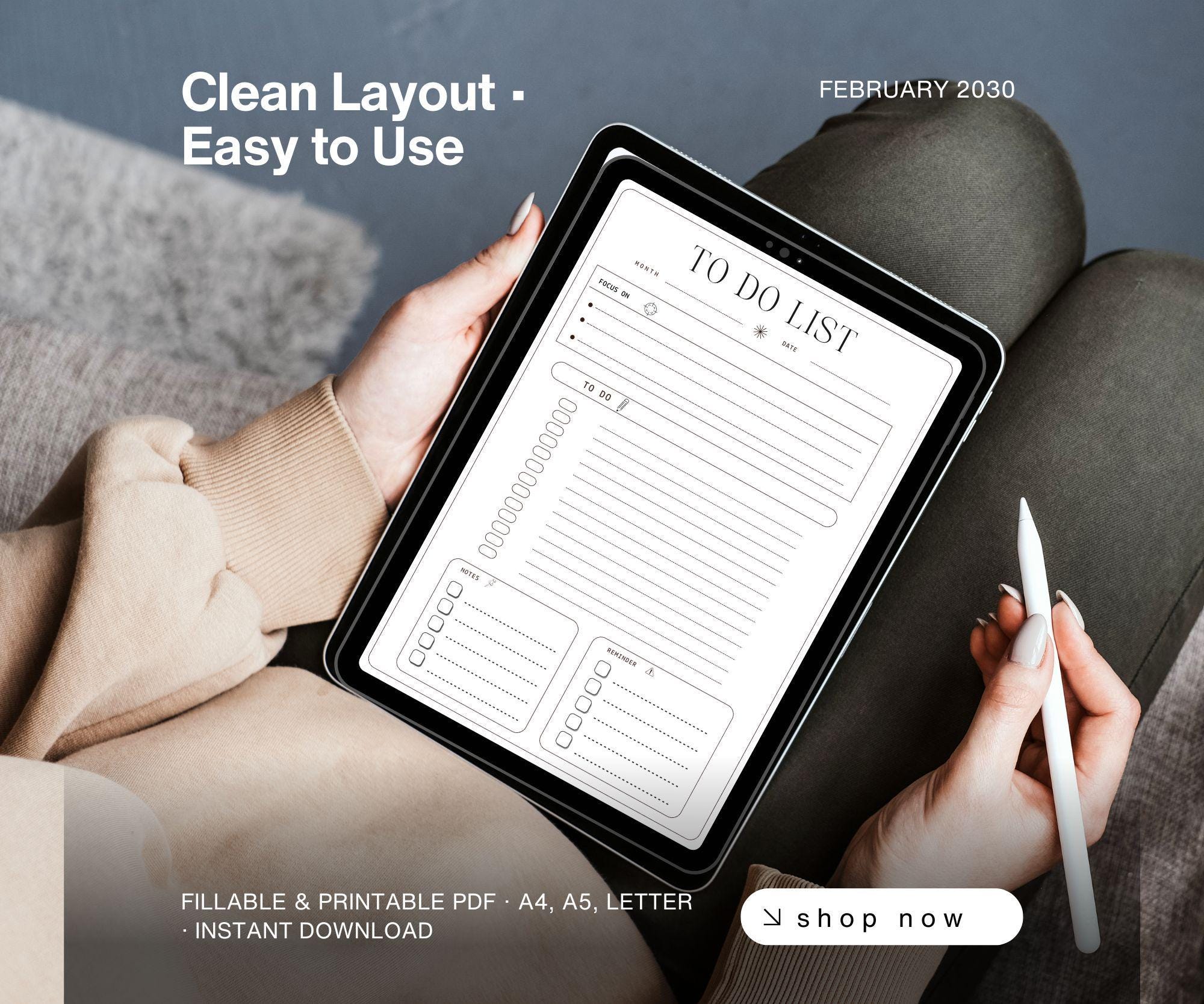 Minimal to Do List Printable, Daily Task Tracker, Productivity Template ...