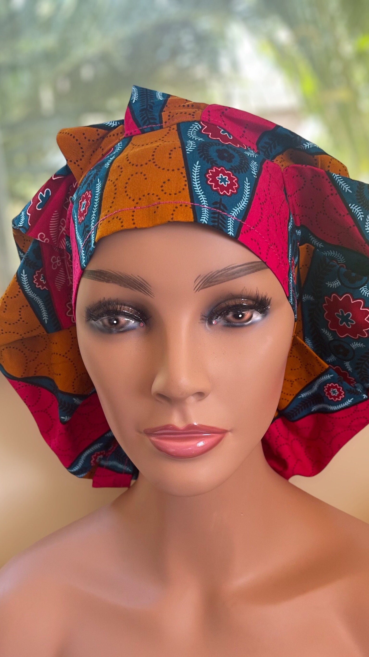 Pink Floral Scrub Cap, Bouffant Cap With Flowers, Surgical Cap for