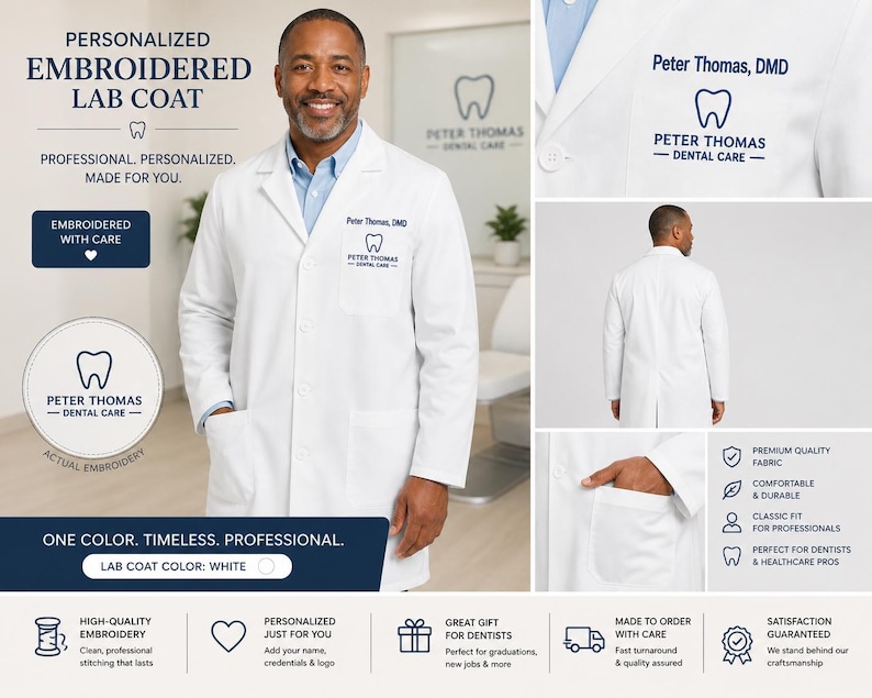 Embroidered Lab Coat Examples Personalized Embroidered Lab Coat | Doctor Medical Uniform | Name ...
