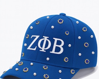 Zeta Phi Beta Sorority Custom Rhinestone Bling Visor Hat Royal Blue ZPB 1920 Cap ZPB Caps, Hats & Accessories – Heritage Treasures Inc main image 3