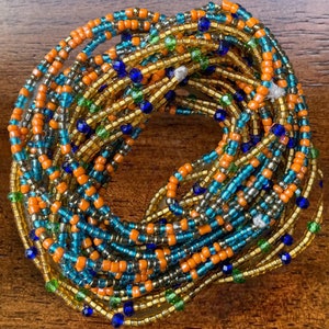 Cultural Waistbeads, orange and blue beaded accessories for waist