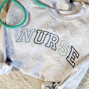 Embroidered NURSE Athletic Block Sweatshirt | Nurse Pullover Sweatshirt | Gift for Grad | New Nurse Gift | Nurse T-Shirt