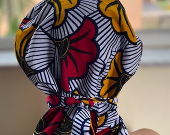 Floral Satin-Lined Ponytail Scrub Cap: Handmade Healthcare Apparel