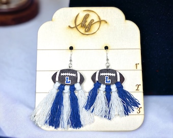 Custom Macrame Football Earrings, Custom Sport Earrings,Macrame Team Earrings, Kids Sport Team Earrings, Personalized Sport, Football