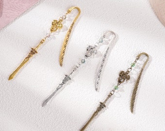 Bronze Sword Dragon Bookmark Valentine Silver Gold Metal Small Charm Birthday Gifts for Book Lovers Reader Fantasy Bookworm Bookmark for Men