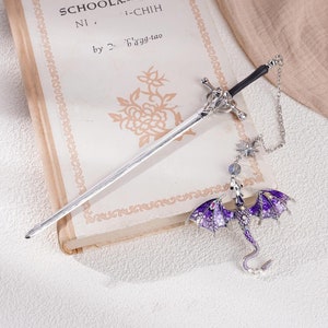Drachen Schwert Lesezeichen: Metall Fantasy Buch Liebhaber Geschenk
