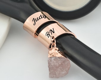 Etiqueta personalizada para estetoscopio: dije de cristal con nombre, regalo para enfermeras