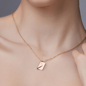 Collar personalizado con sobre que se puede abrir, collar con nombre, regalo especial para mujeres y novios, collar con sobre de plata y oro rosa personalizado para cumpleaños