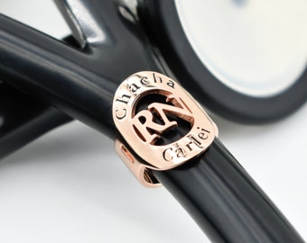 Custom Stethoscope ID Tag, Personalized Name RN Charm for Nurses & Doctors, Medical Gift