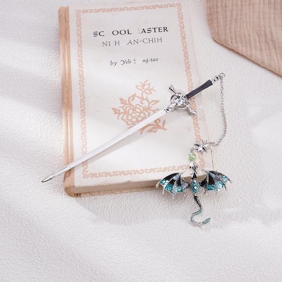 Dragon Sword Bookmark: Silver Metal Fantasy Book Lover Gift