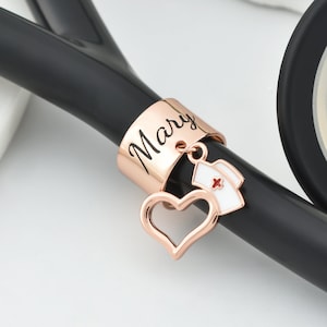 Nurse Gift Stethoscope Charm Id Tag of Custom Name Nurse Cap Charm Id Tag Gift for Nurse Doctor Personalized Tag Medical Nurse Grad Gift